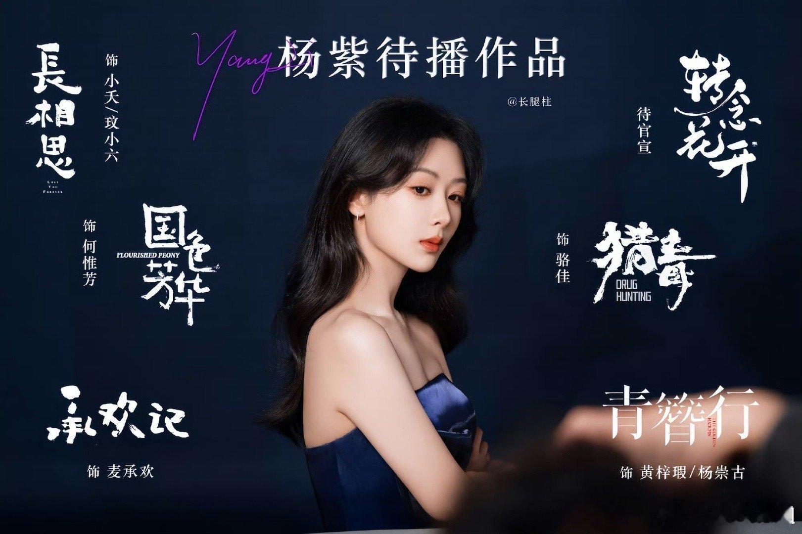 杨紫六部待播作品：待播剧《承欢记》、《长相思第二季》、《青簪行》、《国色芳华》，