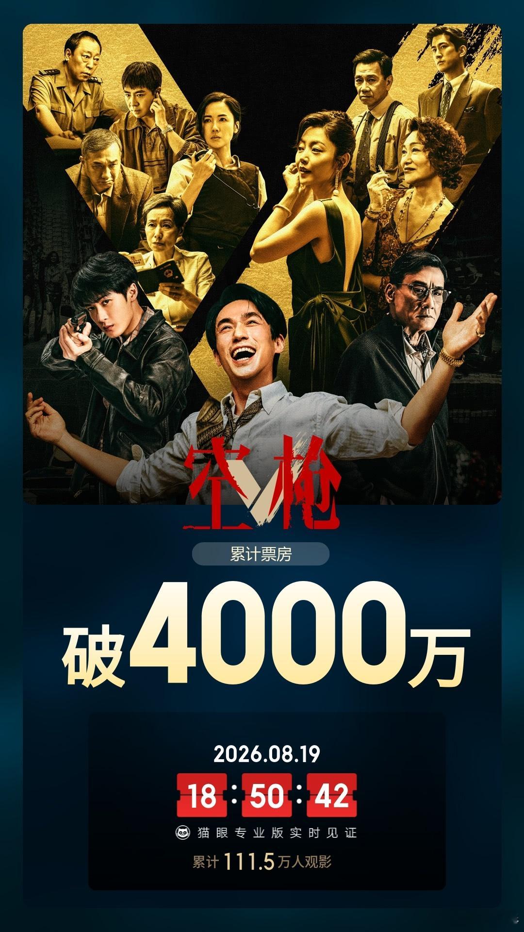 空枪票房《空枪》8月19日正式上映后6时20分，票房破4千万 。一朋友看完后评价