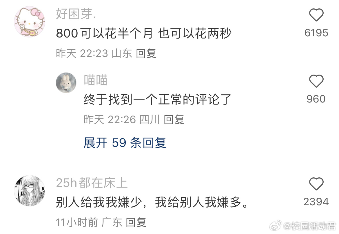 大家对800块钱的概念是多少？ ​​​
