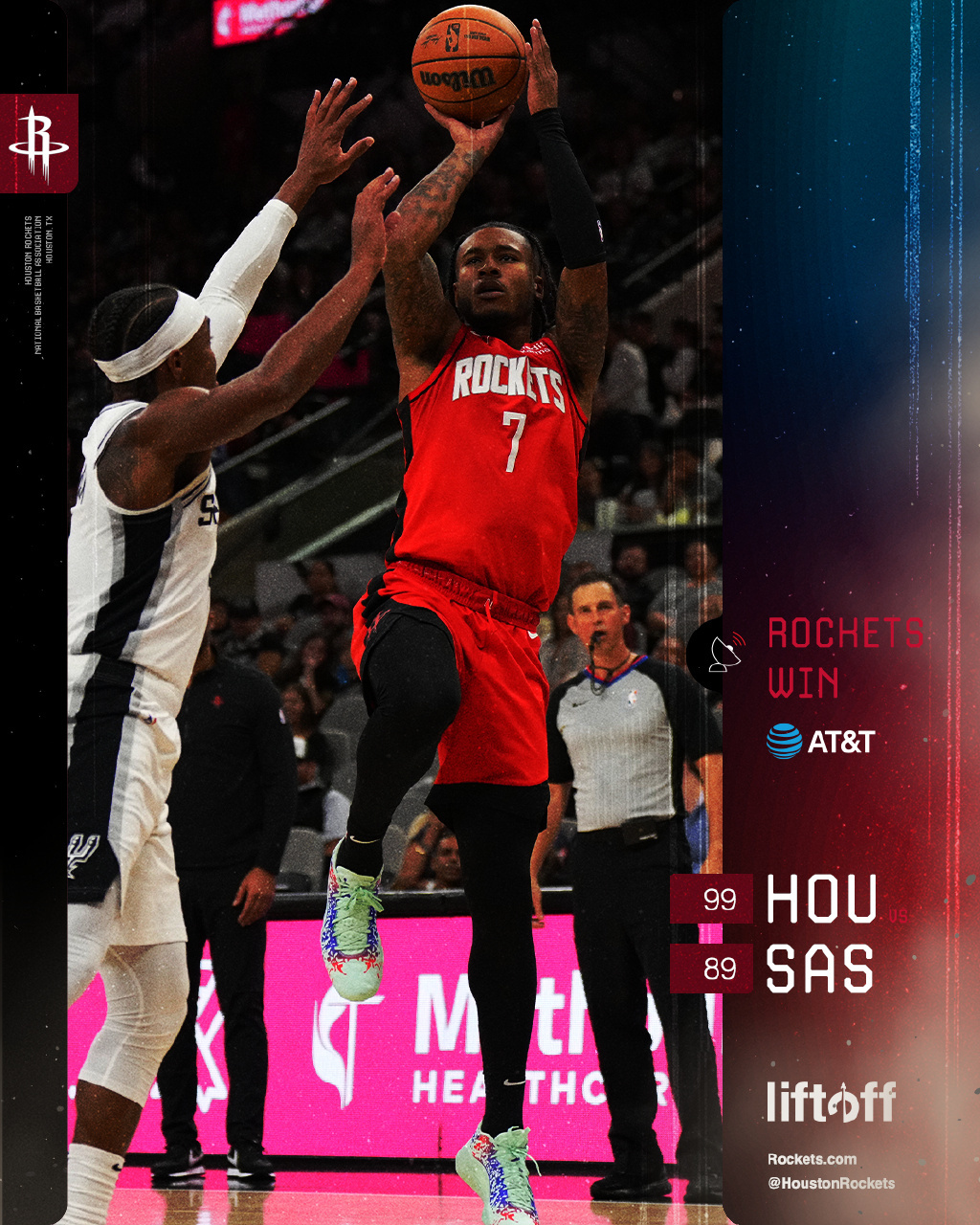 #火箭vs马刺##NBA季前赛# 依旧不败！火箭99-89逆转战胜马刺，季前赛三