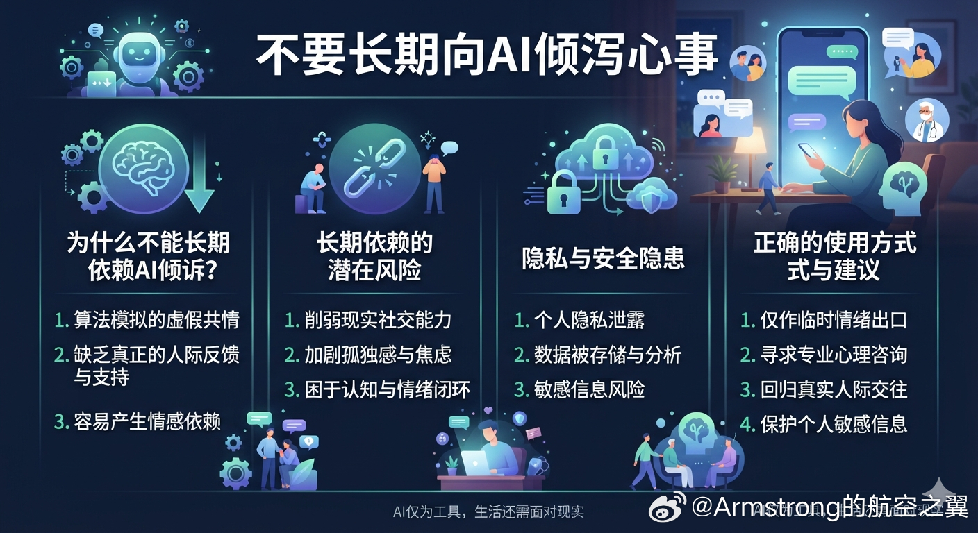 不要长期向AI倾泻心事 AI只是工具，不能作为情感寄托。工具的本质是“服务于人”