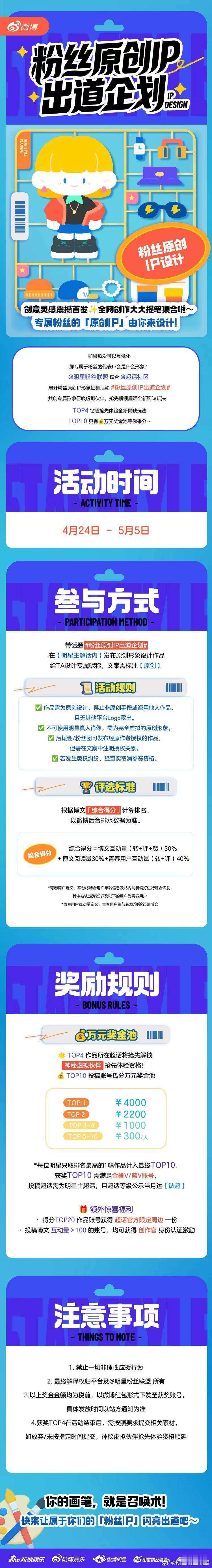 粉丝原创IP出道企划 🎨原创能量集结完毕，热爱高光正式揭晓！  本次活动获奖名