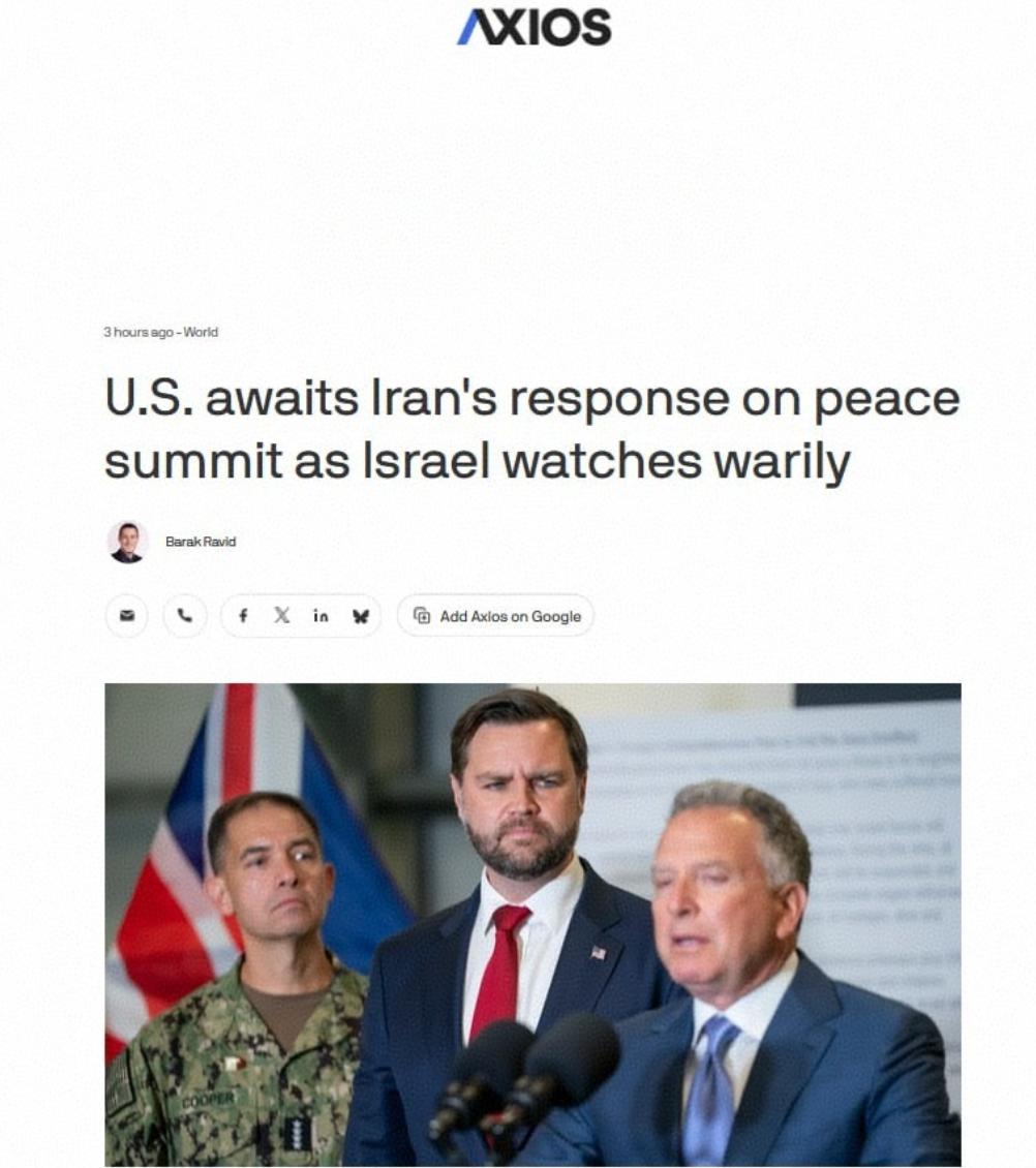 Axios：美国出台对伊协议，但未获回应，以色列做最坏打算。

美国及调停方正商
