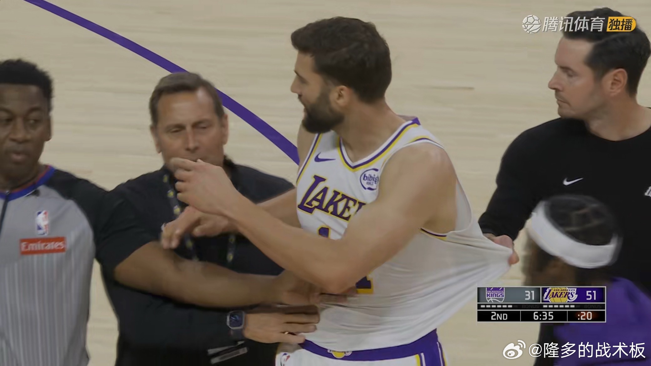 蒙克和克勒贝尔发生冲突，威少也开喷了国王vs湖人