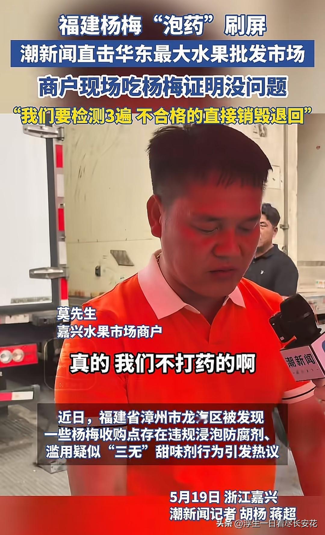 如今我们再吃杨梅，需要赌一把老板们的善良和诚信。去年的荔枝泡药水，前年的草莓打膨