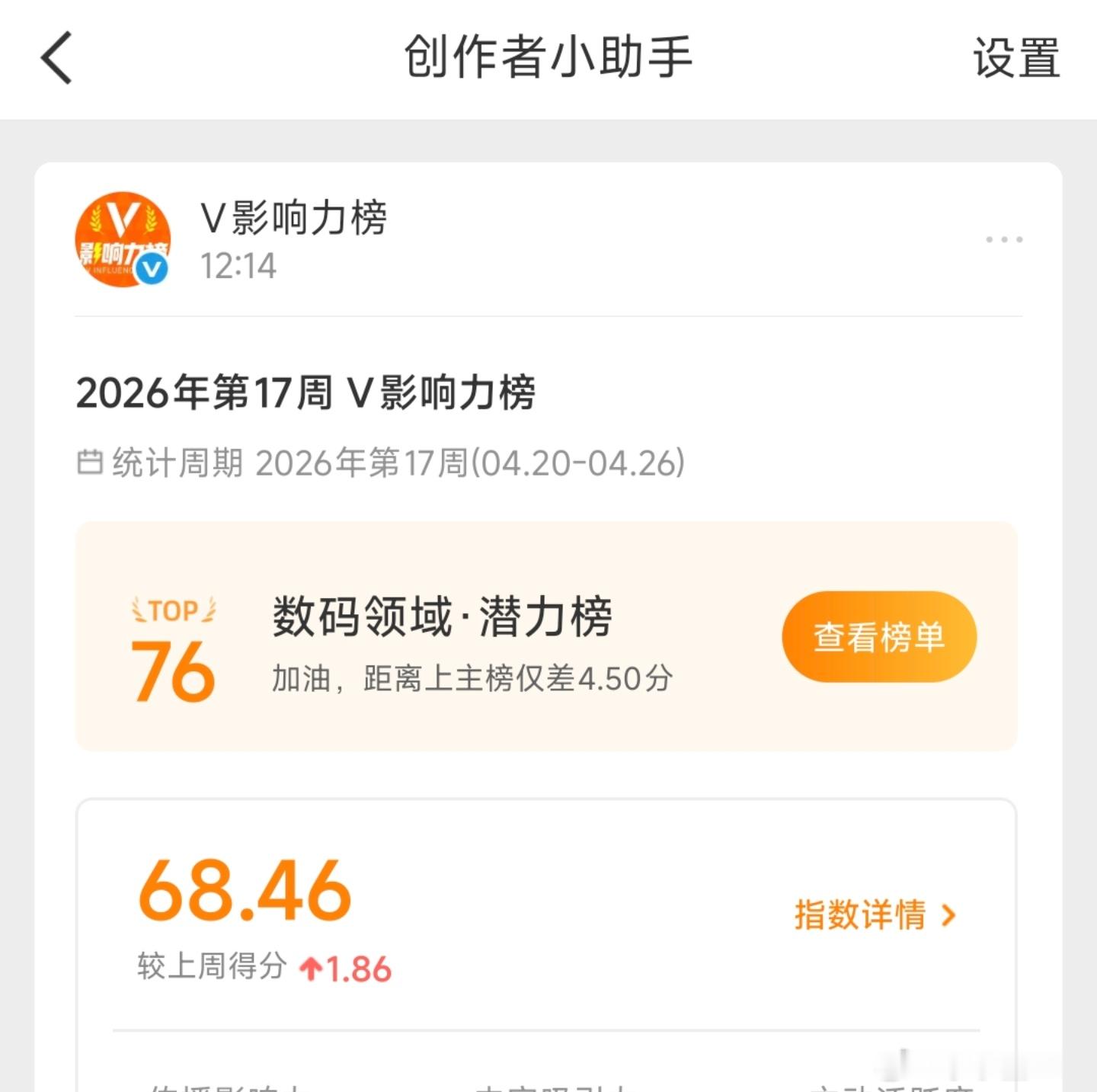 重回数码潜力榜了！