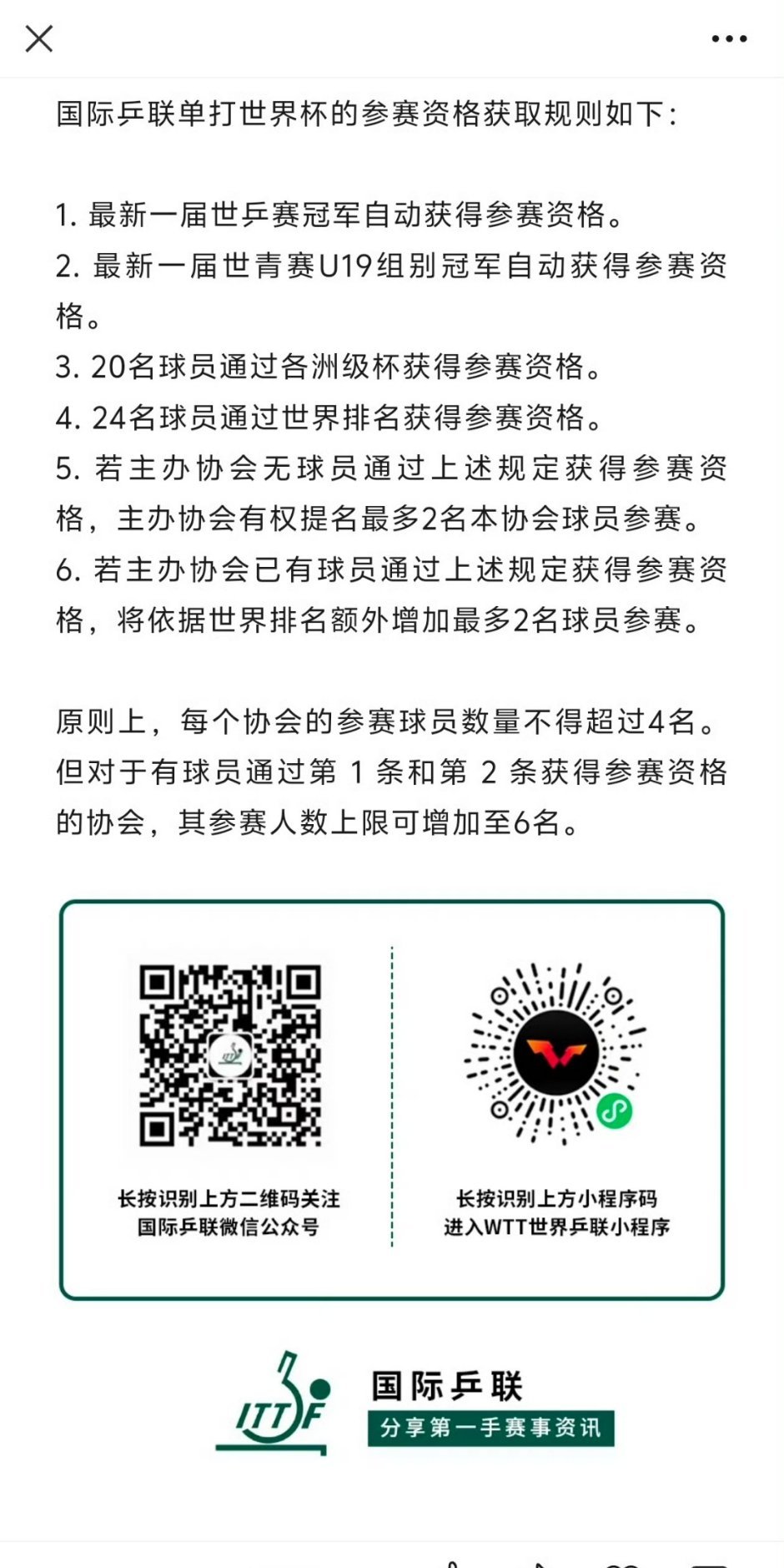 樊振东获得世界杯参赛资格 根据国际乒联公众号公布的世界杯参赛资格 樊振东作为上届