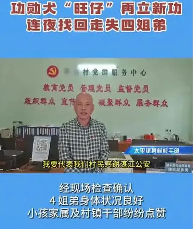 失踪4姐弟凌晨被发现在芦苇丛睡觉，警察翻山遍野找了7个小时。

事发广东湛江，一