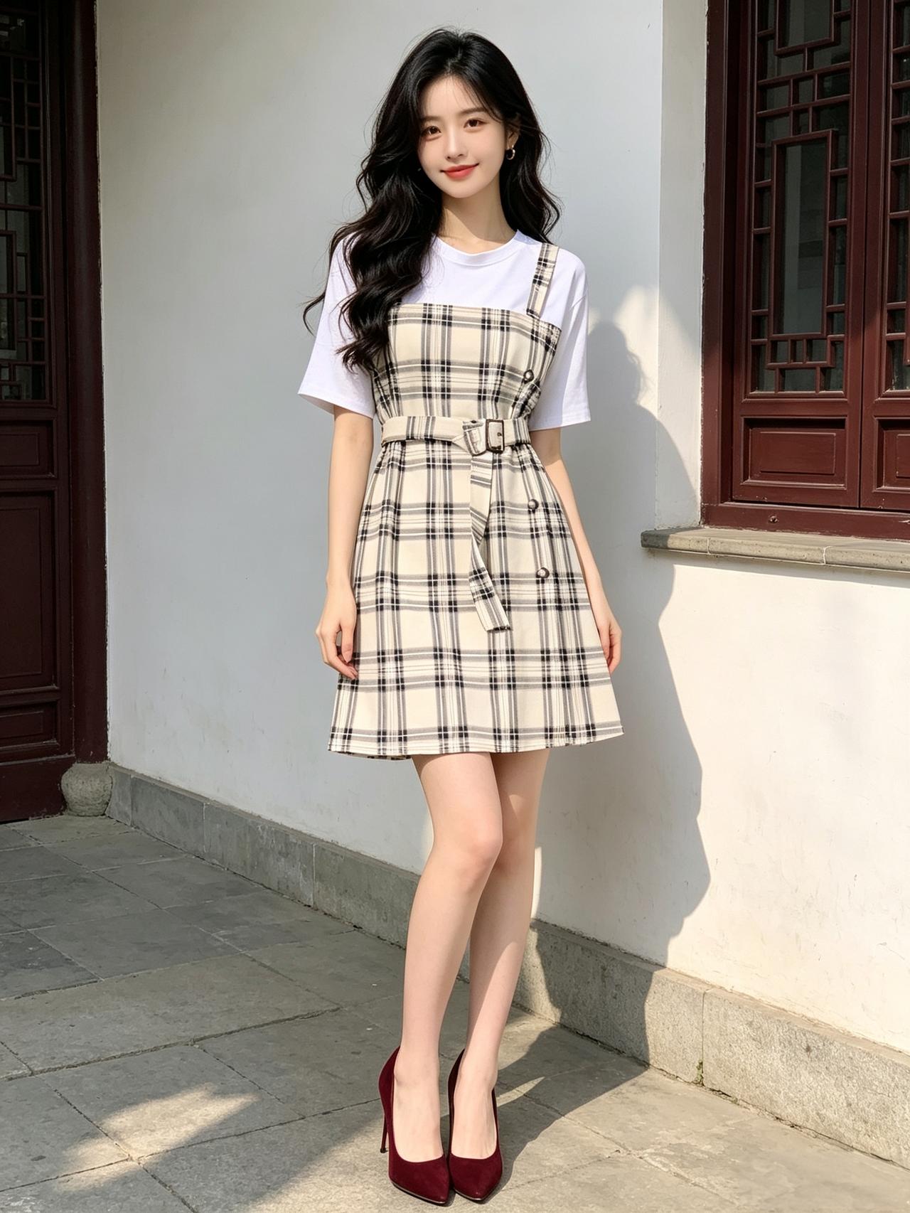 女人如何穿出含蓄的性感?
格子背带裙叠穿白T，俏皮减龄又显高！阳光下的复古氛围感