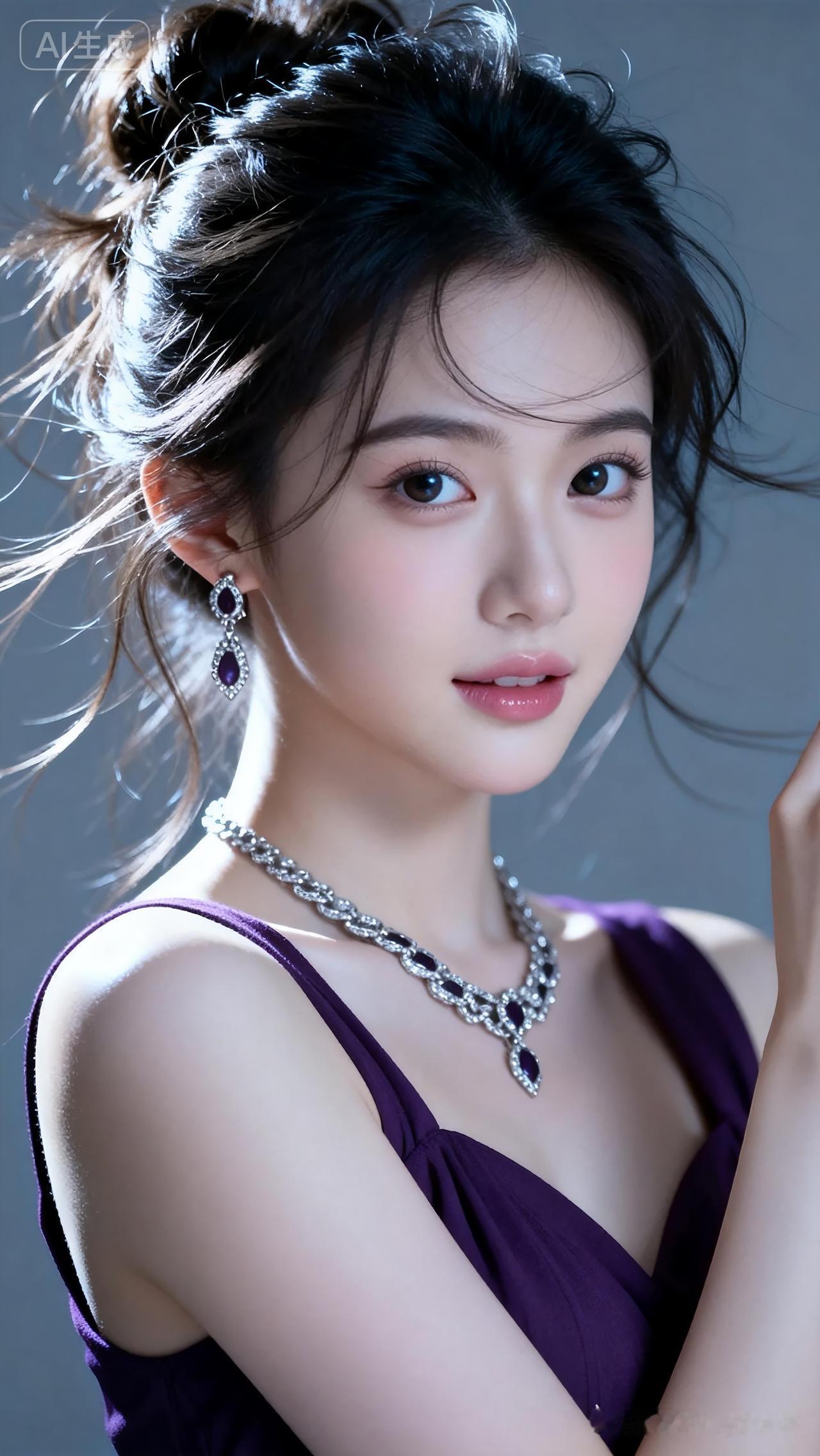 优雅紫裙，闪耀珠宝，气质女神，惊艳瞬间！