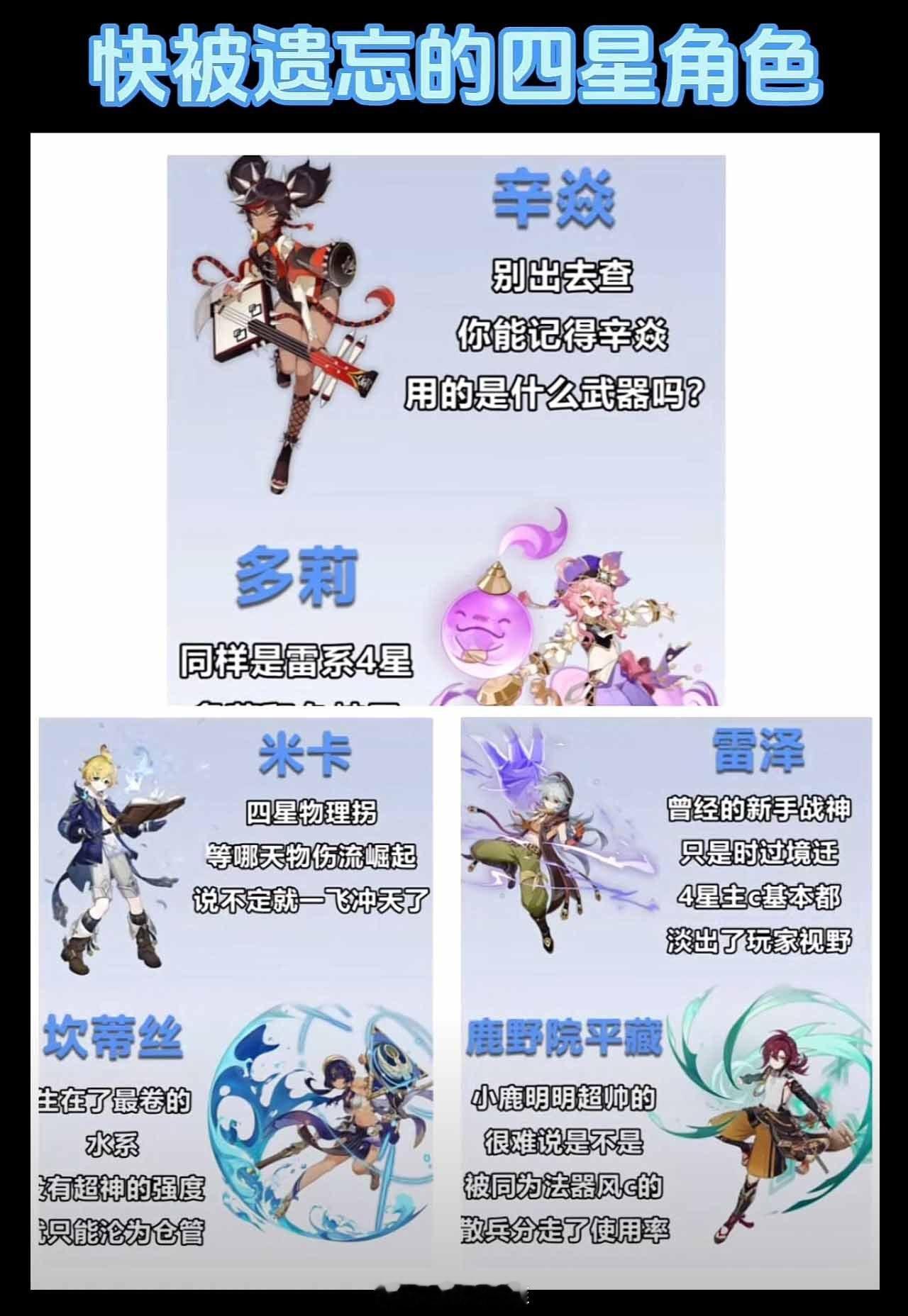 原神快被遗忘的四星角色，你有几个？#原神# ​​​
