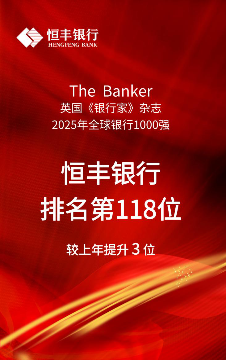 恒丰银行全球千强排名第118位 较上年提升3位