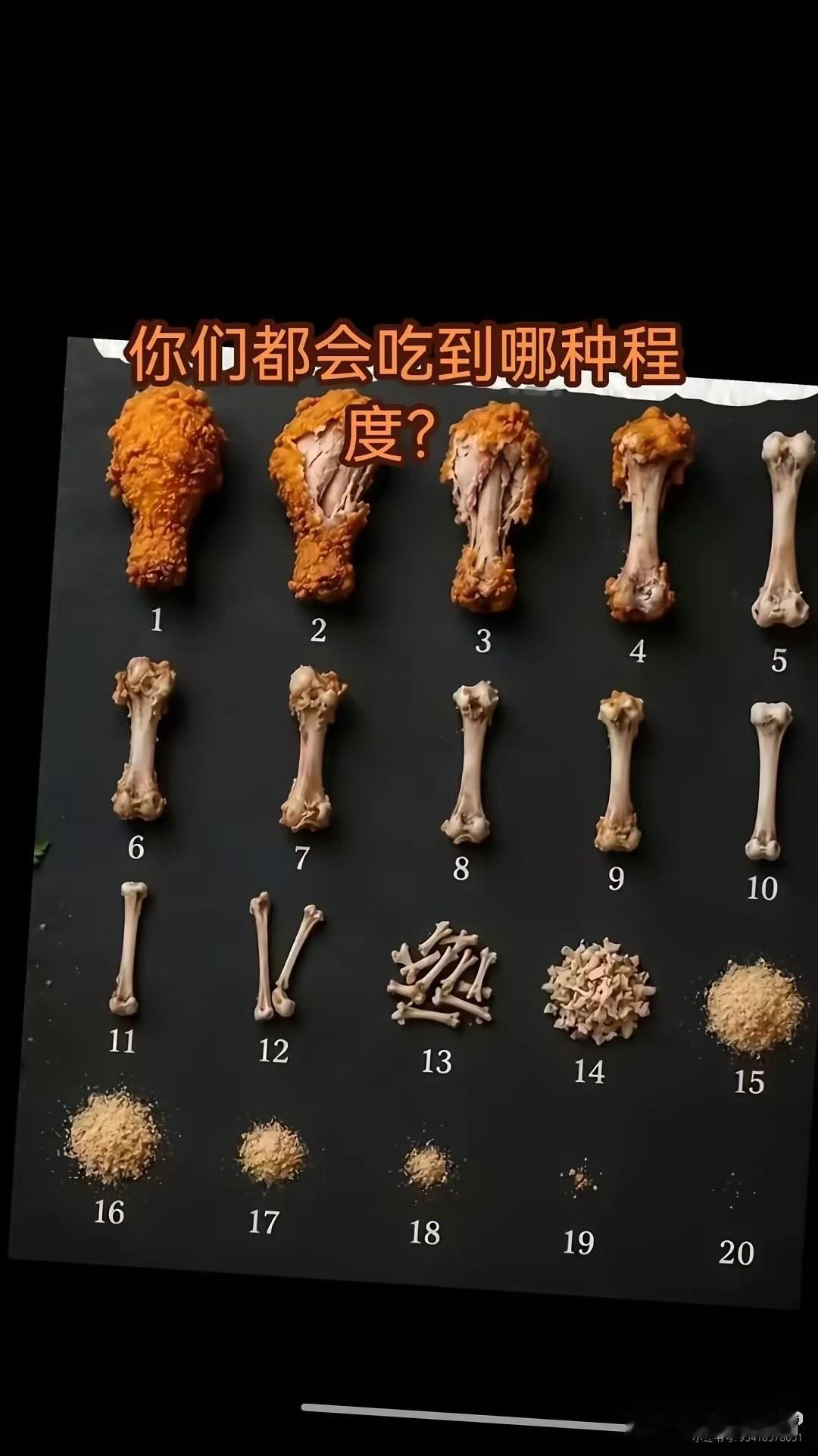 什么叫“吃肉不吐骨头”，大概就是下面的最后一种的情况吧！你们平时是怎样啃的！第二