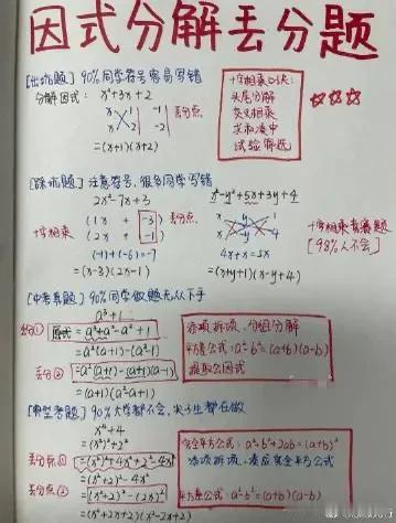 【初中数学】因式分解丢分题！看看你家孩子会几道
万唯中考真题分类