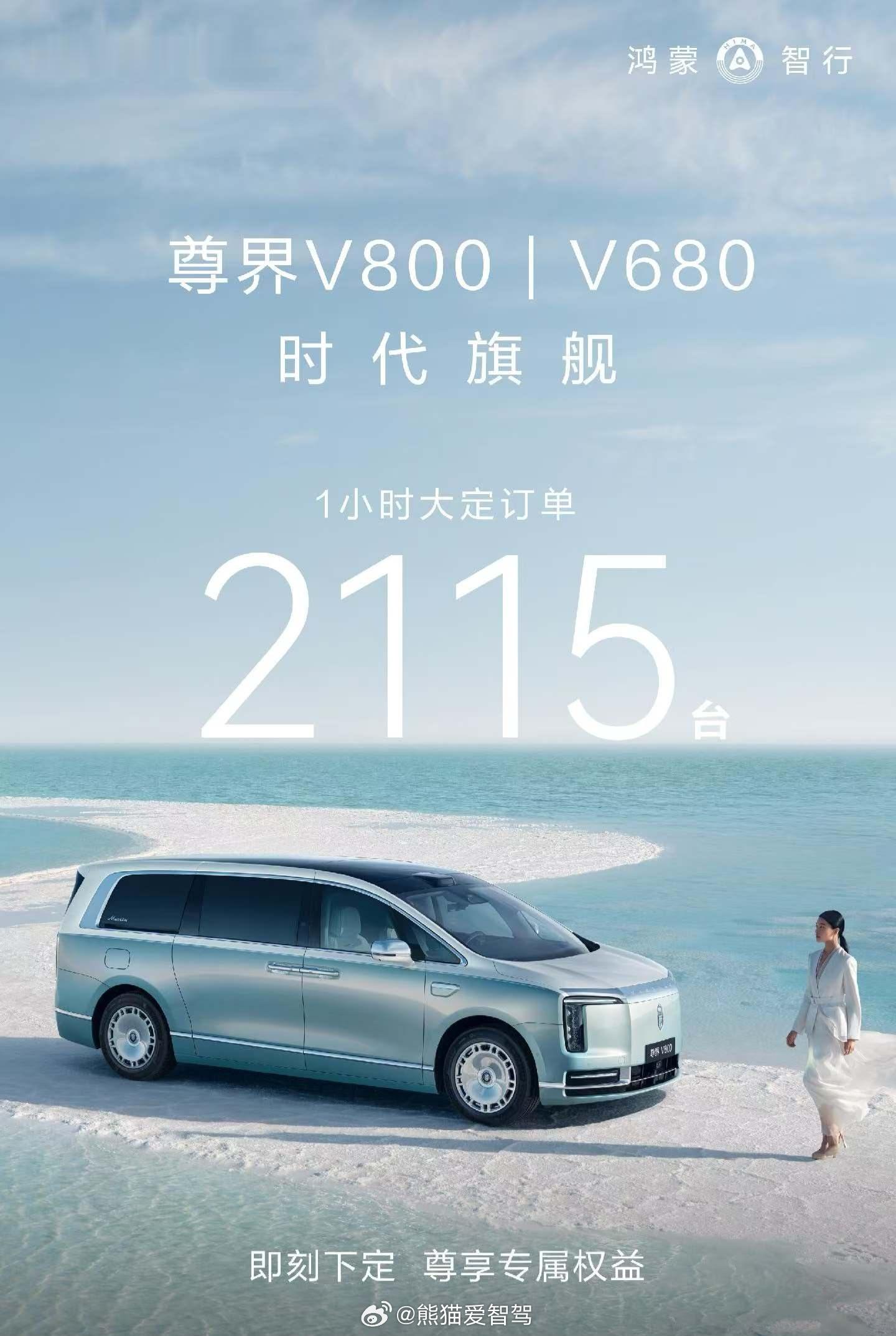 鸿蒙智行 尊界V800/V680两小时和二十四小时大定数据出炉，这个成绩不错了呀