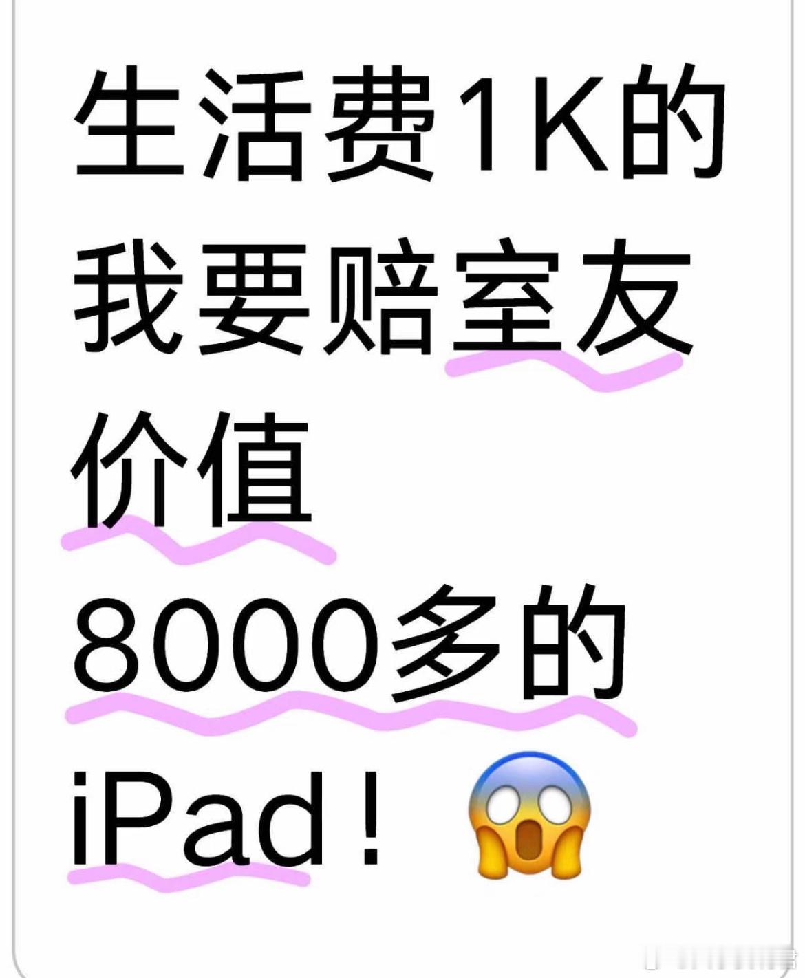 生活费1K我要赔室友价值8000多的iPad! ​​​
