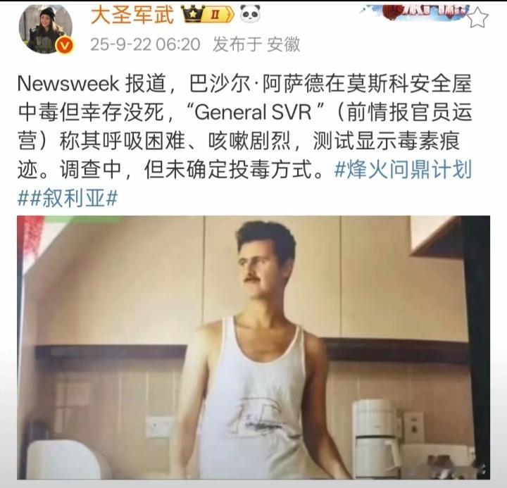 阿萨德中毒了？背境离乡、寄人篱下的日子不好过啊。