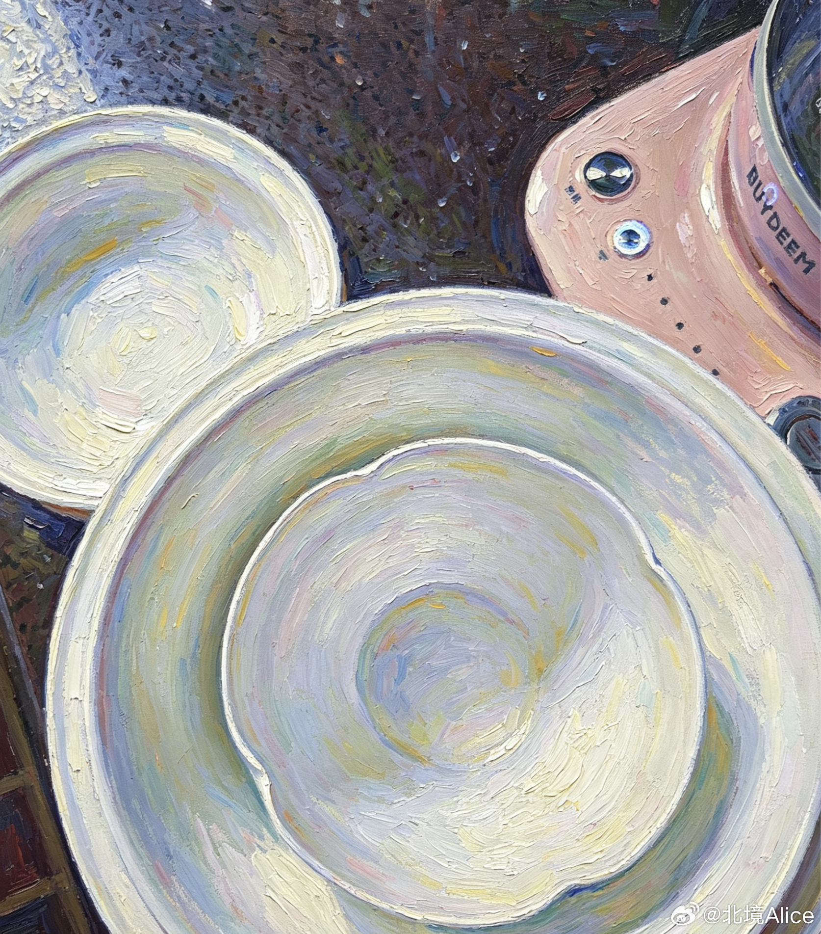 买了 4 个小碟子，还有碗，用来吃泡饭。
