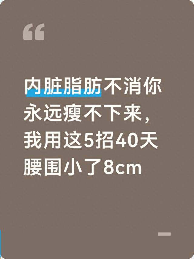 内脏脂肪不消你永远瘦不下来，我用这5招40天腰围小了8cm