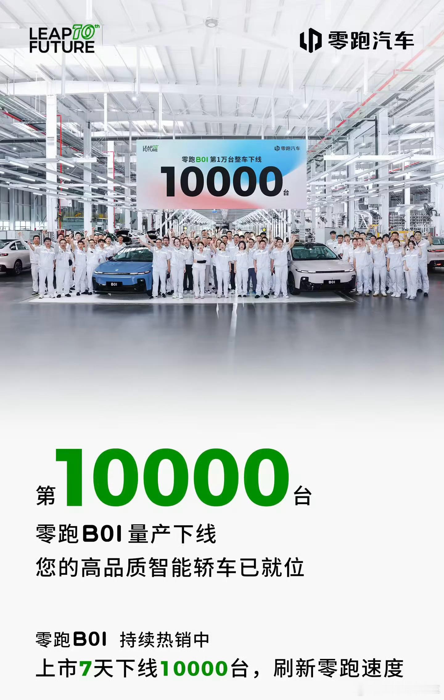 零跑 B01 上市 7 天第 10000 台整车下线，零跑爆产能速度很快也准备了