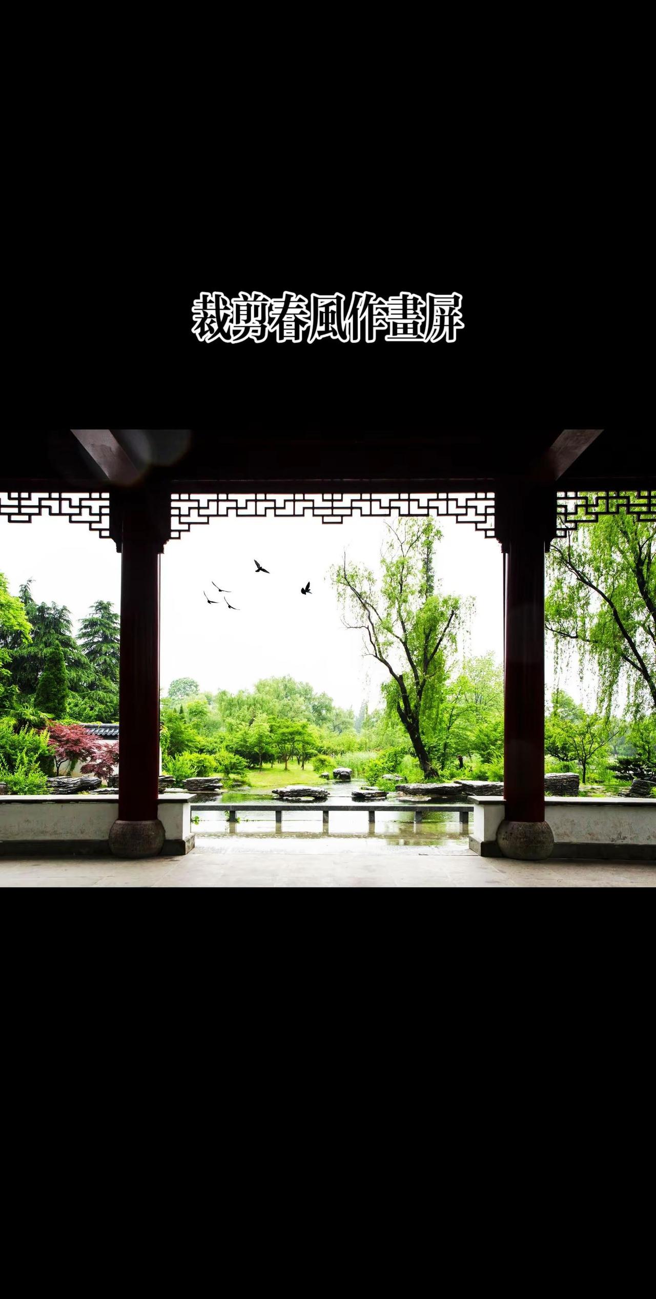 裁剪春风作画屏。📷拍摄于南京明孝陵·红楼艺文苑，经典框式构图，以古亭花窗为画框