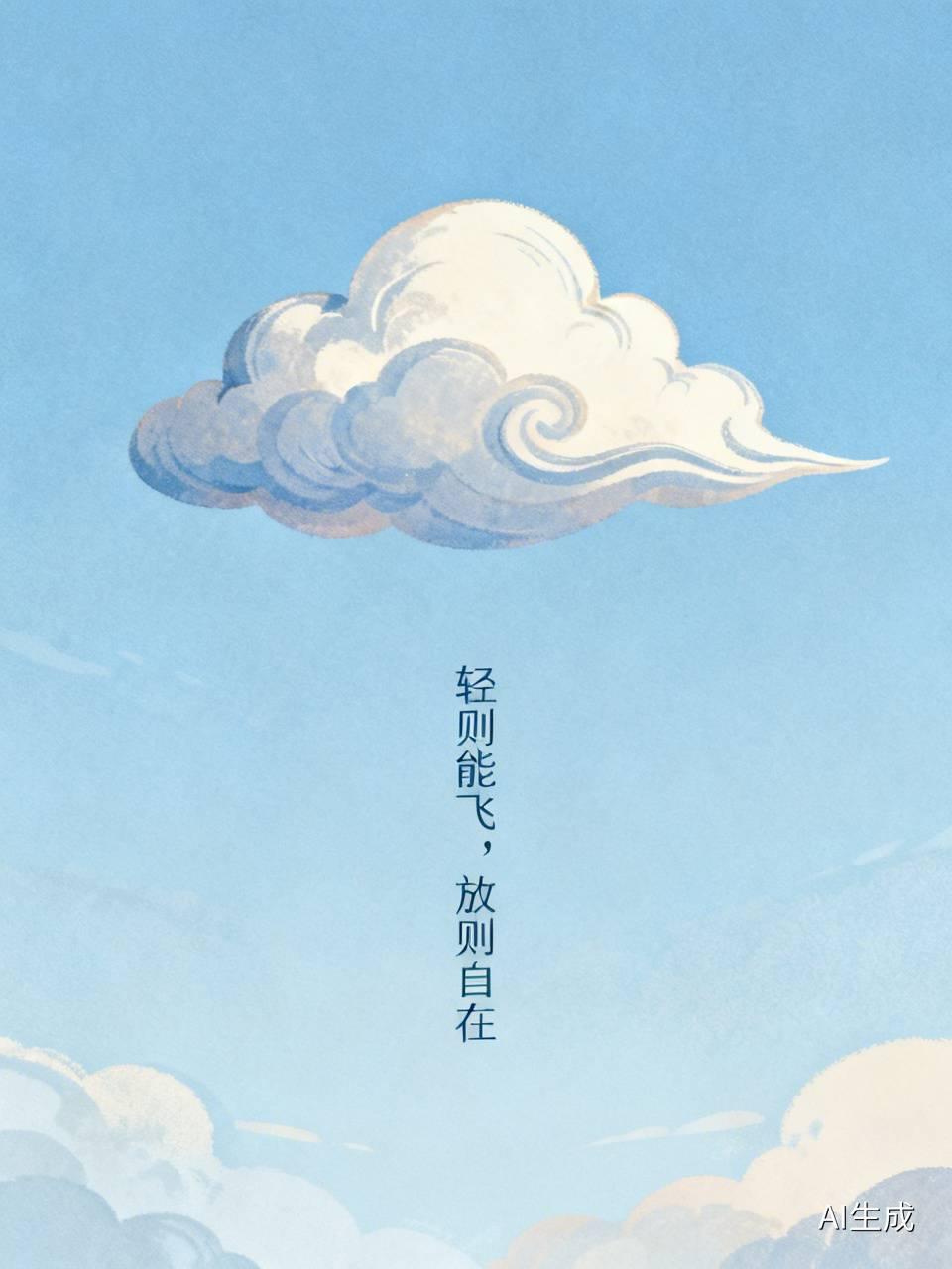 云的轻 ️•轻则能飞，放则自在。
云无重量，故能高飞。它不执着于形态，却在轻盈中