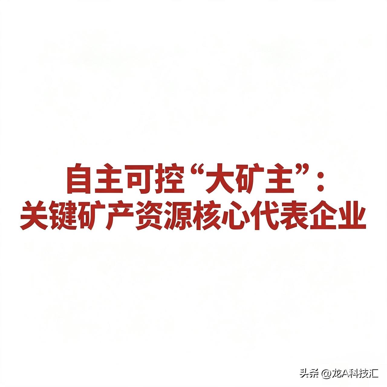 自主可控“大矿主”：关键矿产资源核心代表企业

自主可控矿产资源核心代表企业汇总