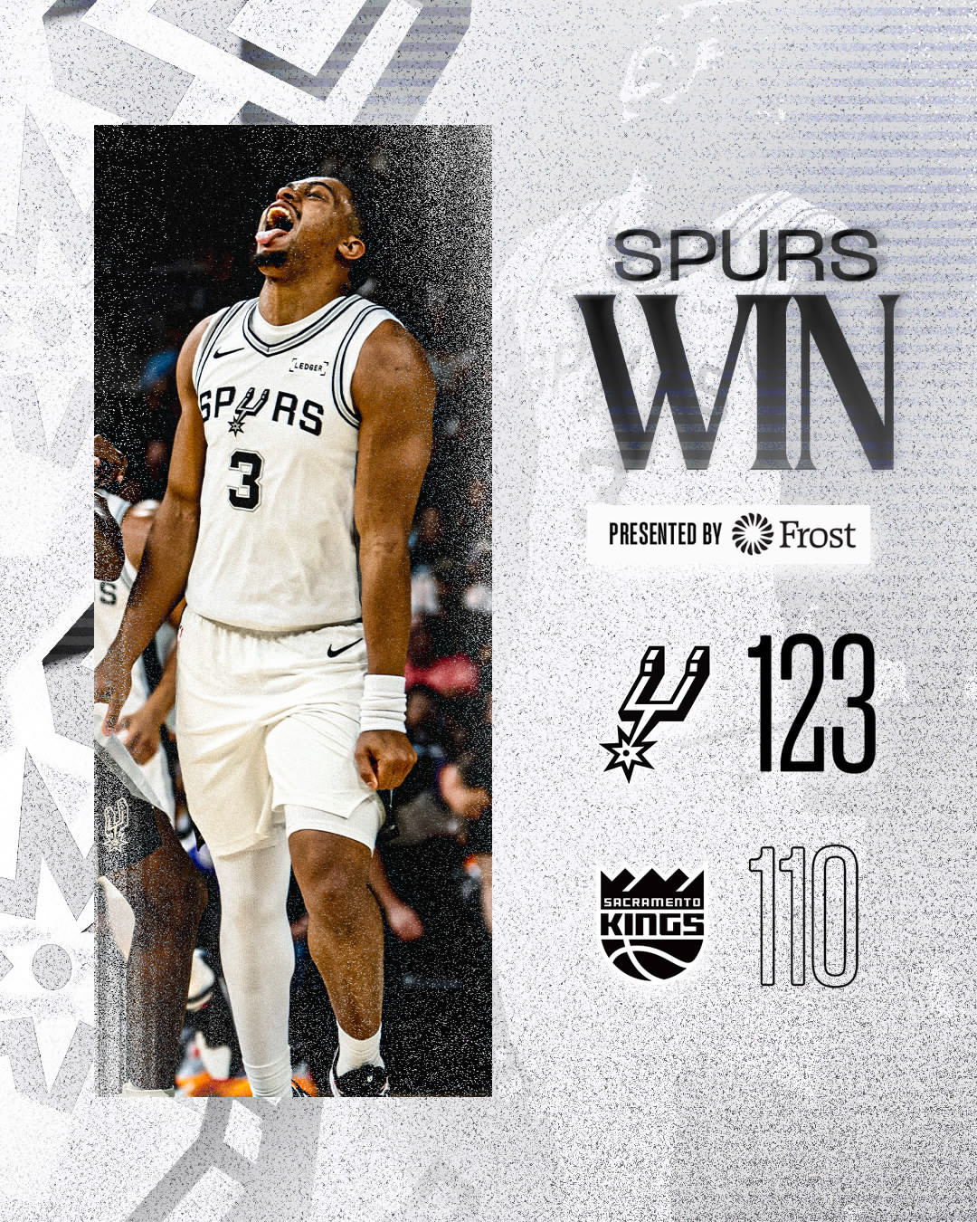 醒来就是胜利！马刺主场123-110轻取国王，结束两连败🎉马刺（9-4）：福克