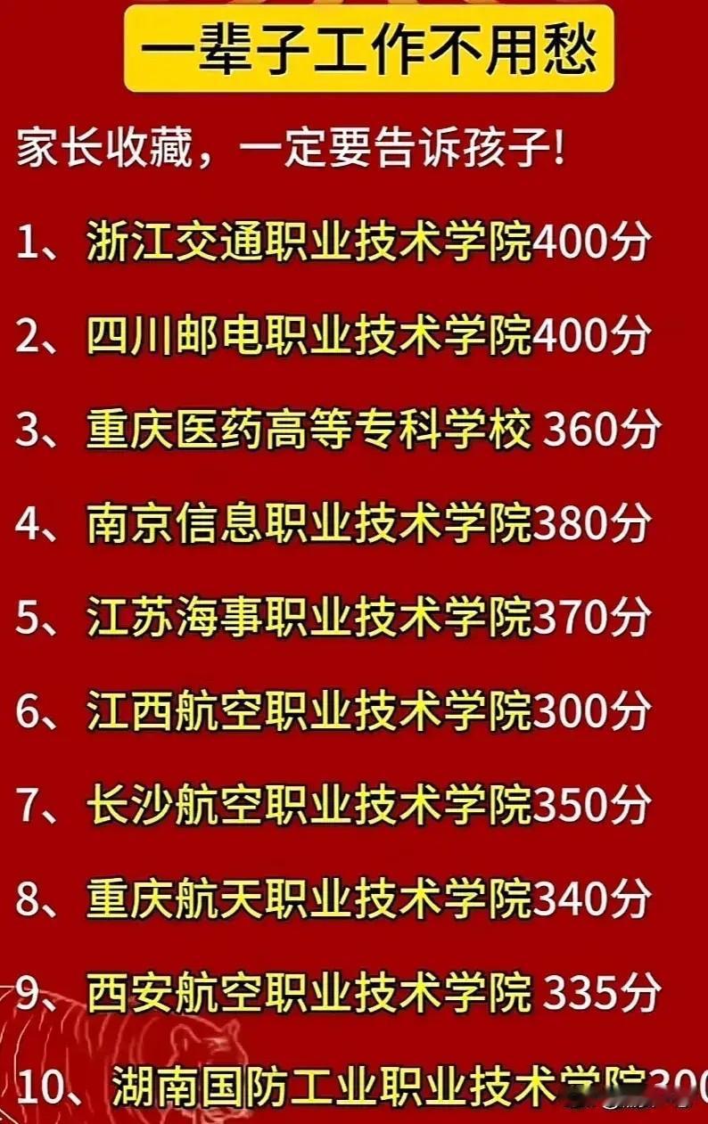 高考结束了，马上开始填报志愿，如果分数不够本科线也不必发愁，有些专科院校的就业机