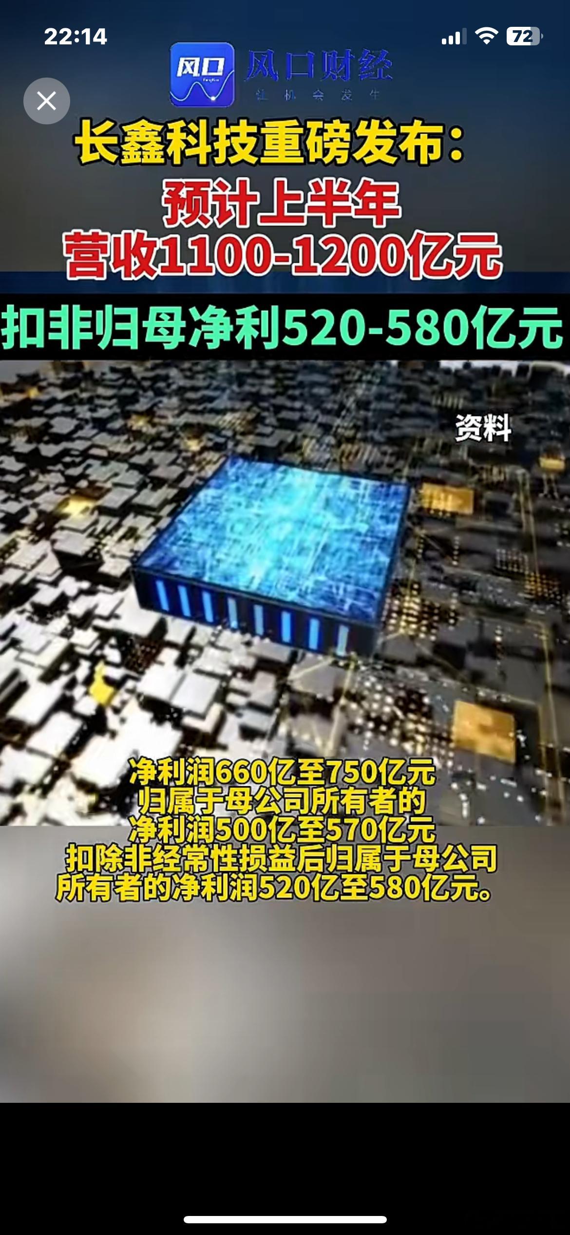 长鑫业绩炸裂，一旦上市后，市值大概率会超越茅台（1.67万亿）与宁德（1.96万