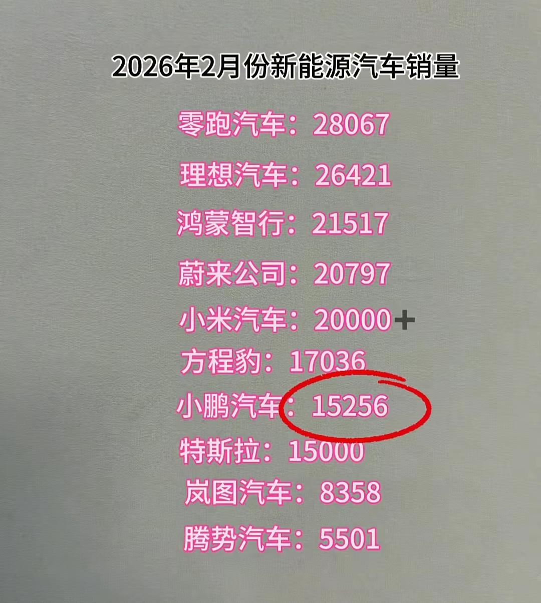 2026年2月，新能源汽车销量排行出炉。