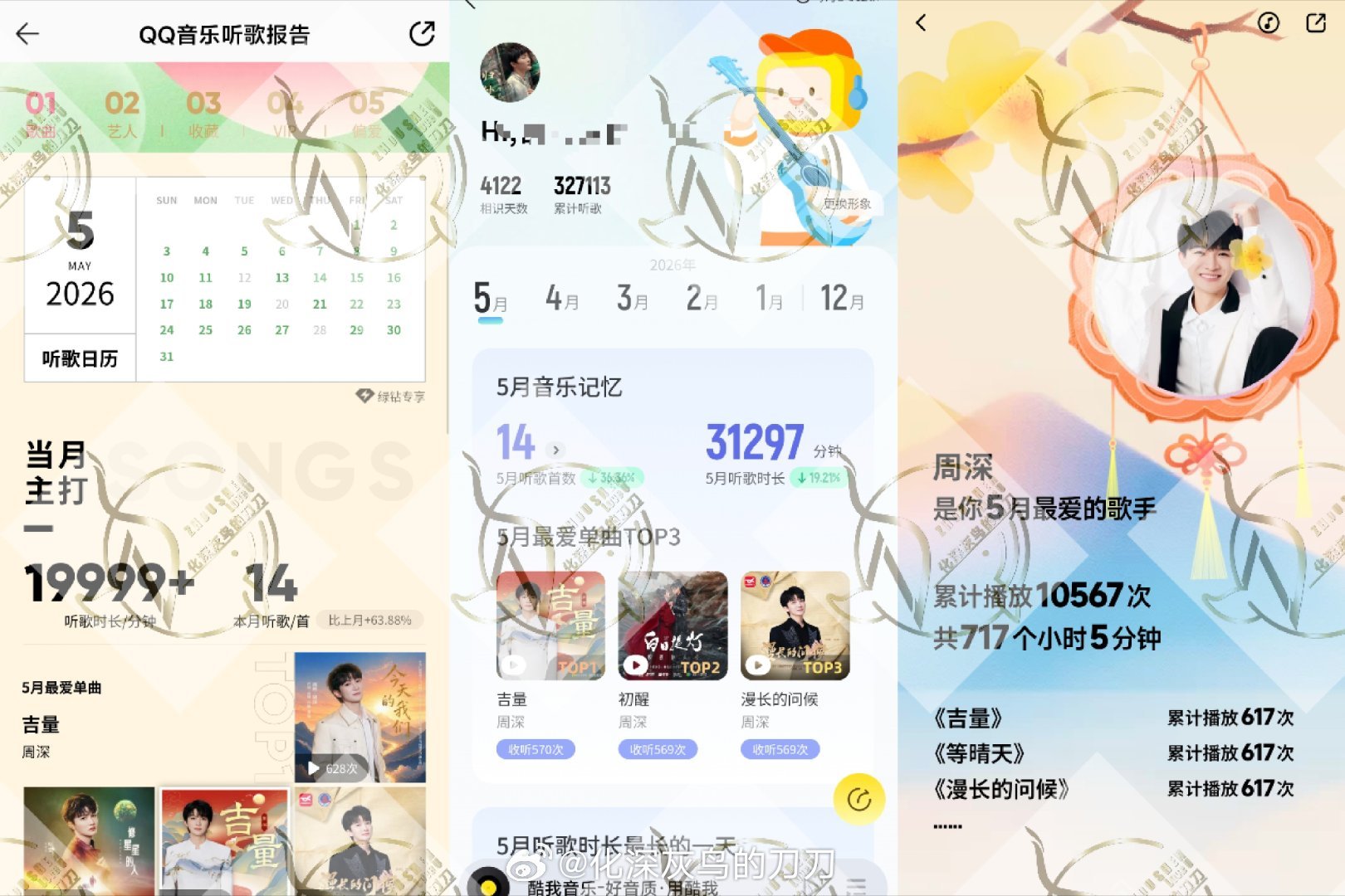 周深周深反深代词实体专辑年榜第一 五月听歌报告打卡啦！