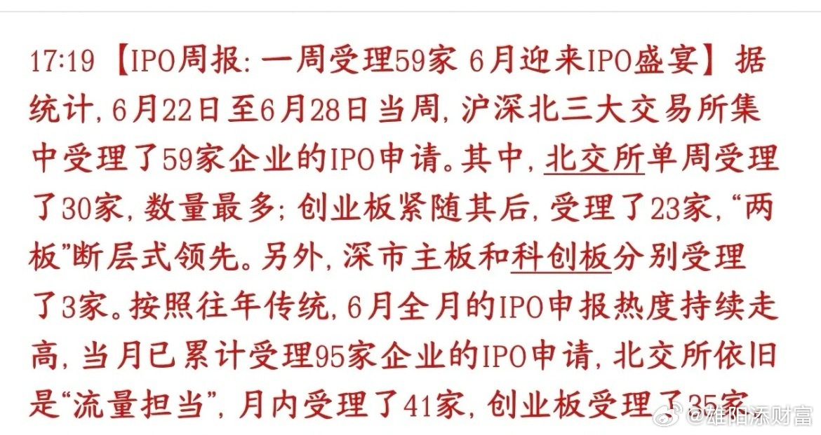 本来现在A股行情就弱，结果一周就有59家排队IPO这周有59家公司扎堆提交上市申