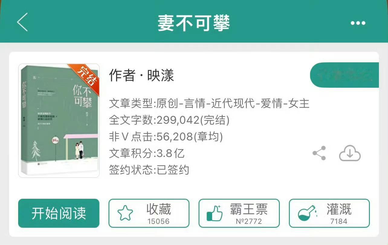 小说推荐：《妻不可攀》 作者:映漾简评：民宿老板娘vs攀岩运动员，男追女，久别重