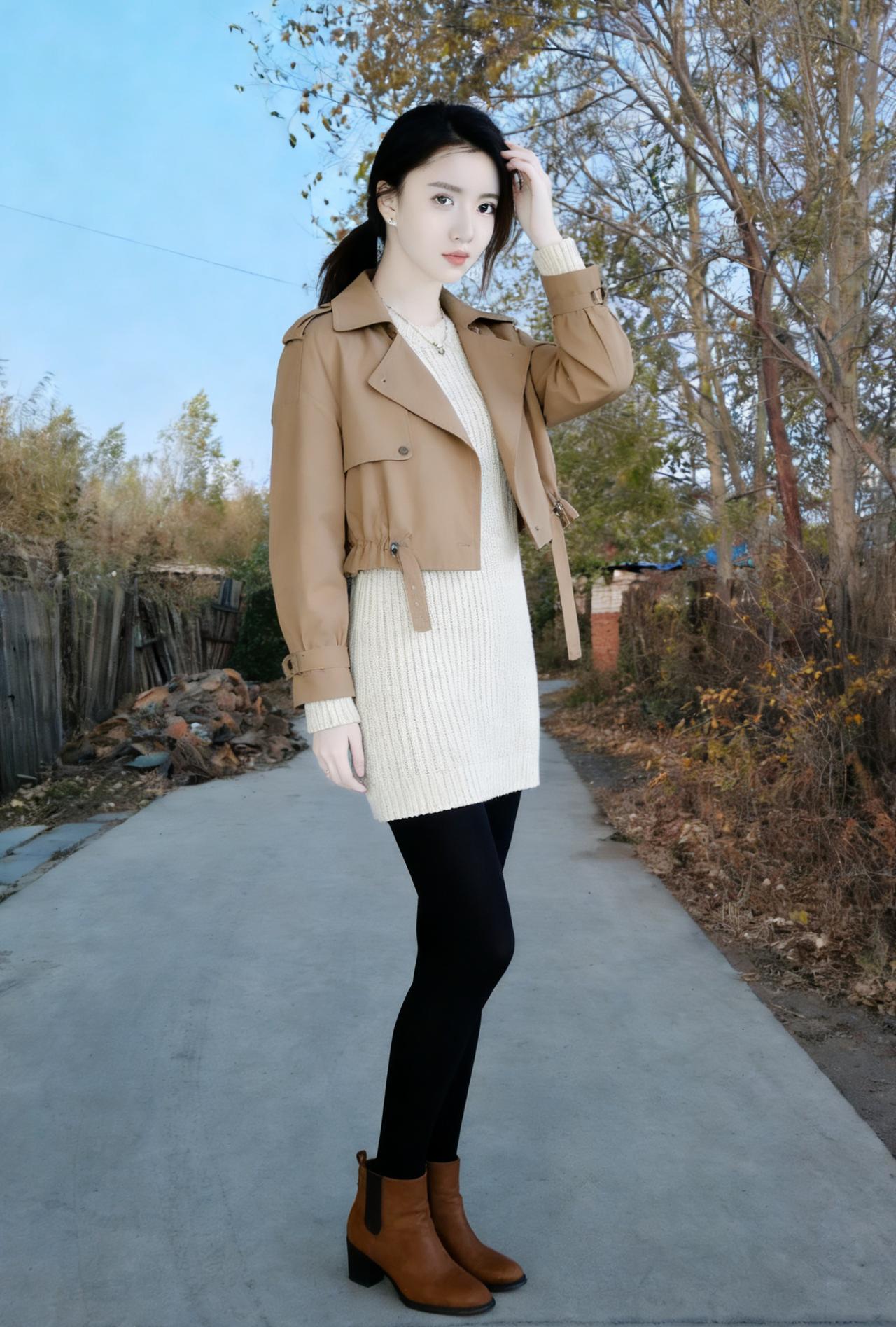 卡其色的风衣，是长大的铠甲
裹住了年少的莽撞，露出温柔的锋芒
针织裙的柔软，是心