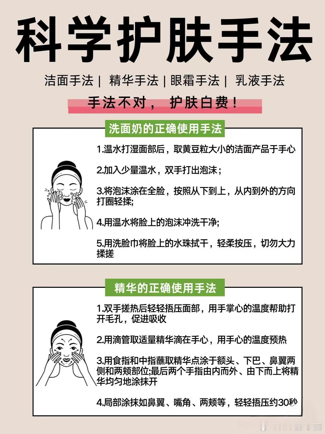 护肤分享功效护肤 保姆级科学护肤手法大全✨养出妈生脸✅✅姐妹们！护肤品用对方法=