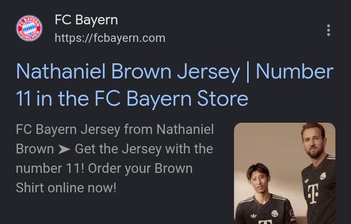 当你在谷歌上搜索“Nathaniel Brown Bayern jersey”时