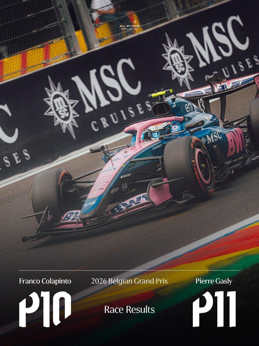 2026F1比利时大奖赛 结束🔚加斯利P11 错失积分起步遭遇阻挡丢失名次VS