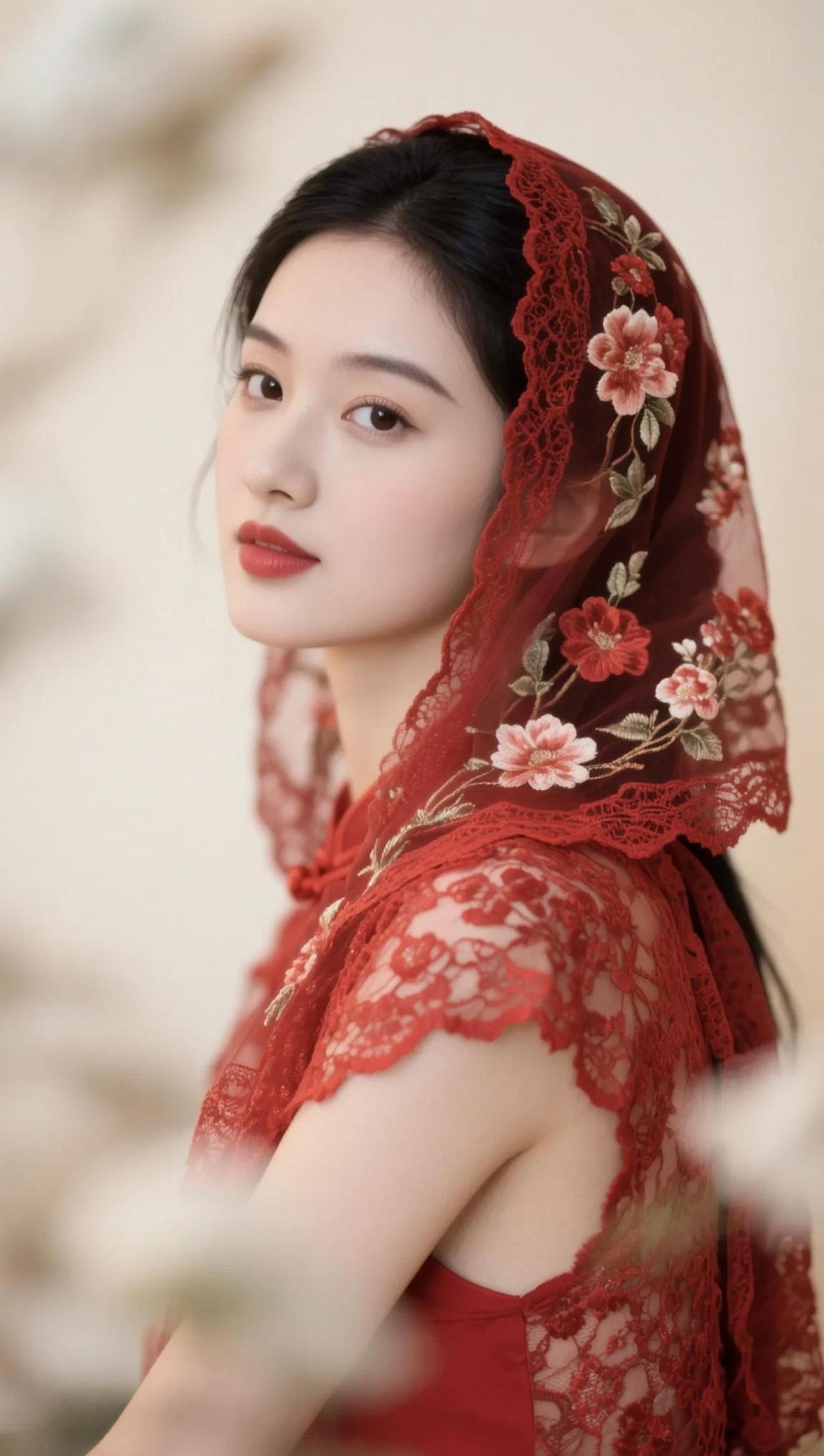 AI红梅覆纱照 抖音ai创作