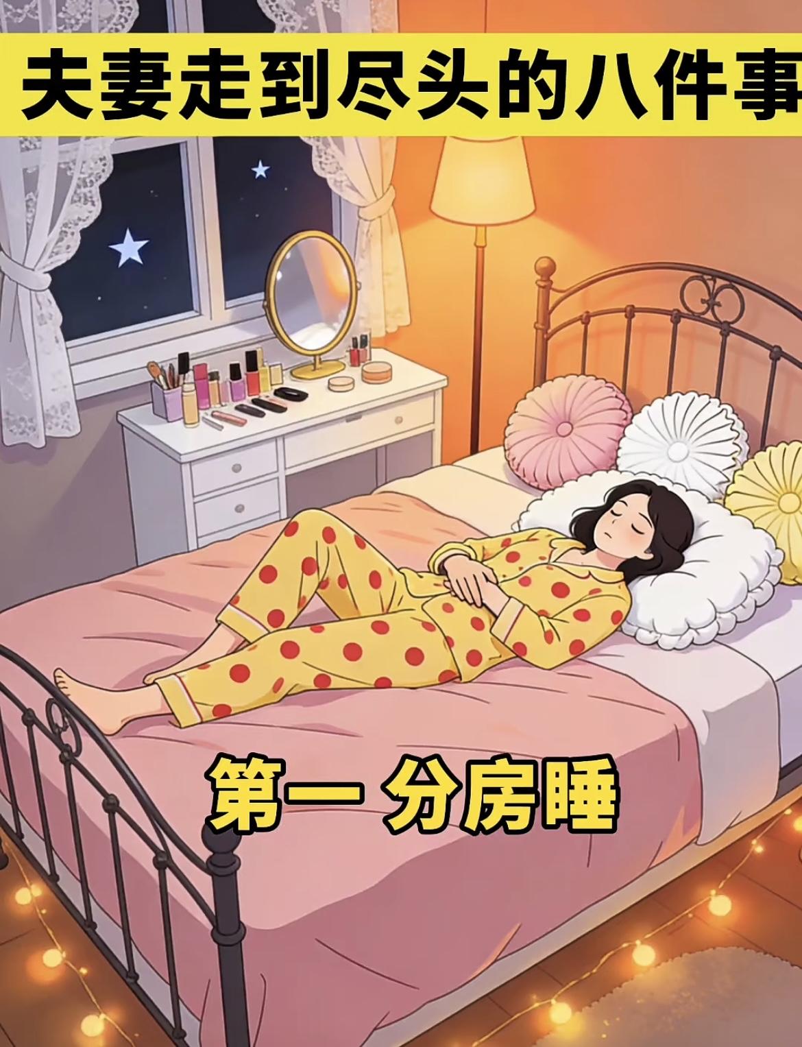 夫妻走到尽头的八个信号，占了一半就该警惕了

1. 分房睡，亲密感逐渐消失

2