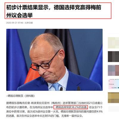 魏德尔又赢了！当地时间9月21日凌晨公布的初步计票结果显示，在梅前州州议会选举中