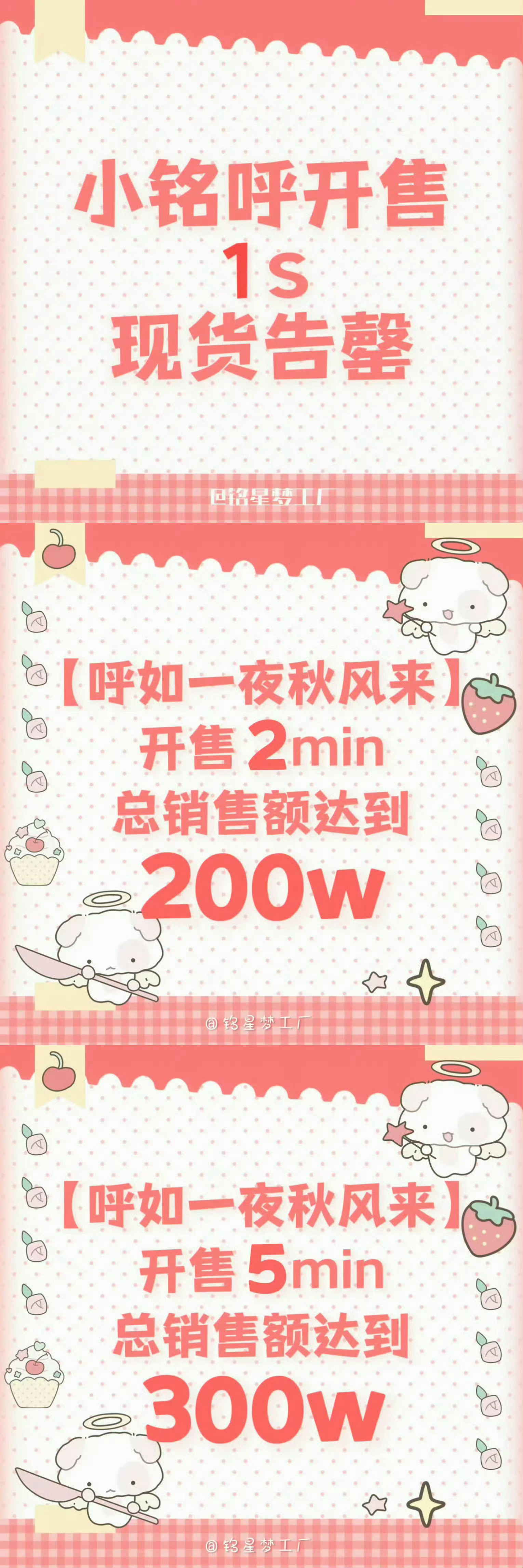 陈浚铭娃娃销量🤙🏻1秒现货售罄，2min总销售额达到200w+，5min总销
