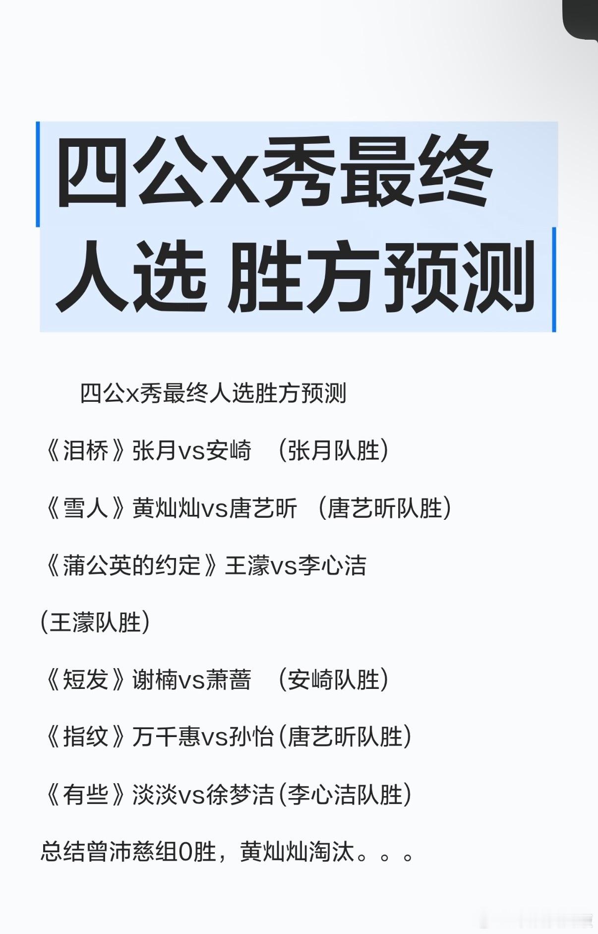 乘风2026  四公x秀最终人选 胜方预测乘风2026