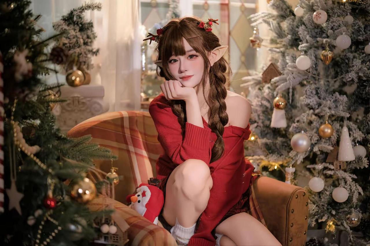红色毛衣就像画里面走出来的小姐姐！来把！做个美美的小仙女！洋娃娃 做个美美的小仙