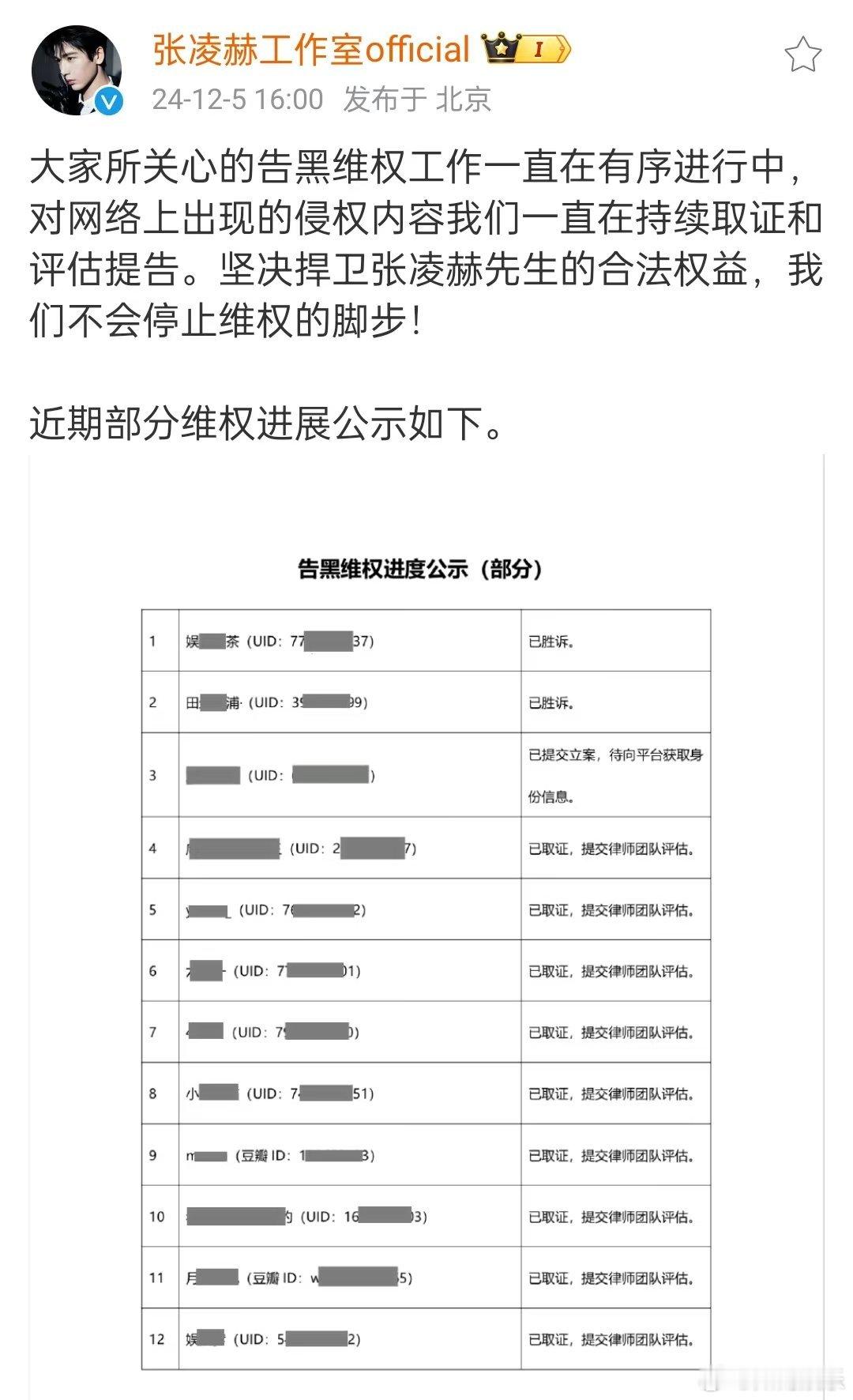 张凌赫工作室维权取证  张凌赫告黑维权 张凌赫工作室维权取证，支持张凌赫方维护权