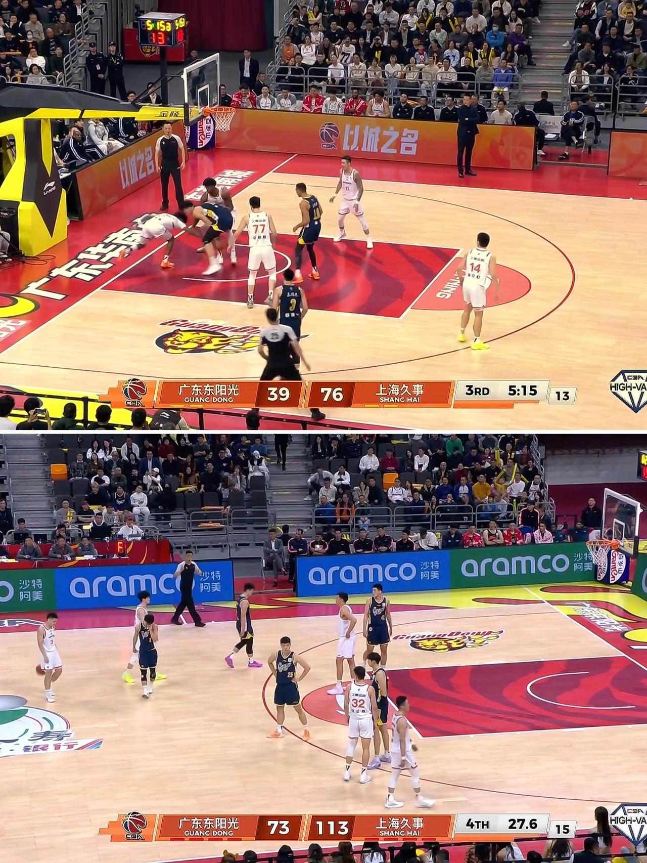 今晚的广东男篮真的是辽宁男篮附体，整场比赛三分球接连打铁，因此广东男篮在主场73