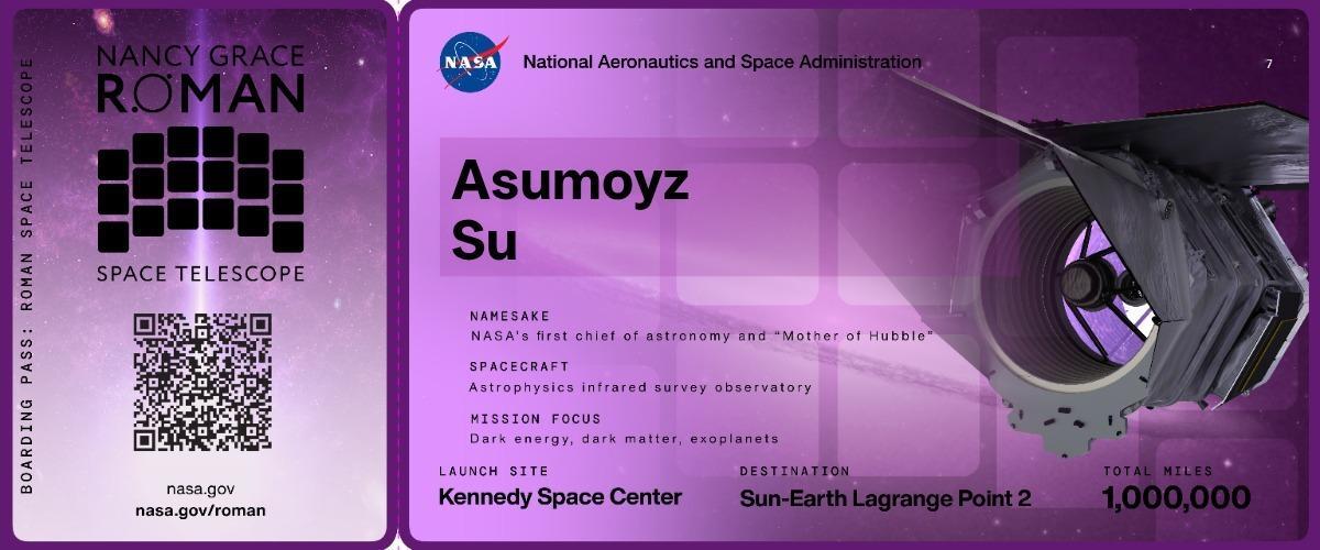 NASA已在其官网开始“售出”罗曼（Roman）空间望远镜的“电子船票”。还有两