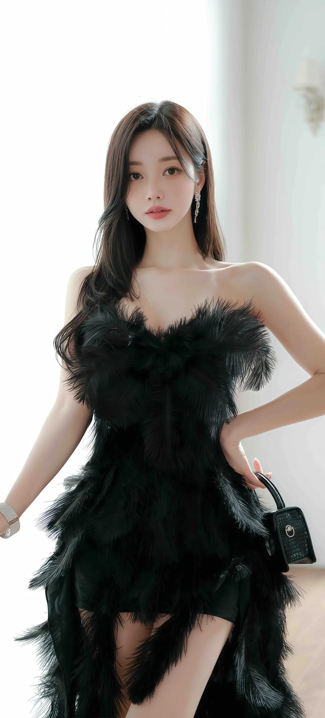 优雅黑天鹅，羽毛裙摆飘逸，尽显高贵气质！
