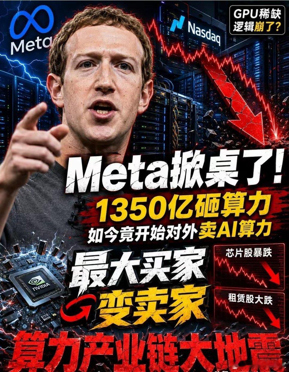 深夜重磅变局！Meta彻底改写AI算力游戏规则，从最大买家变身算力卖家，美股半导
