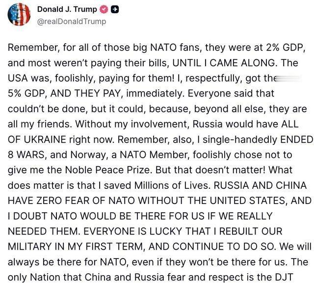 特朗普：中俄两国唯一畏惧且真正尊重的国家，就是经我一手重振的美国！ 特朗普就自身